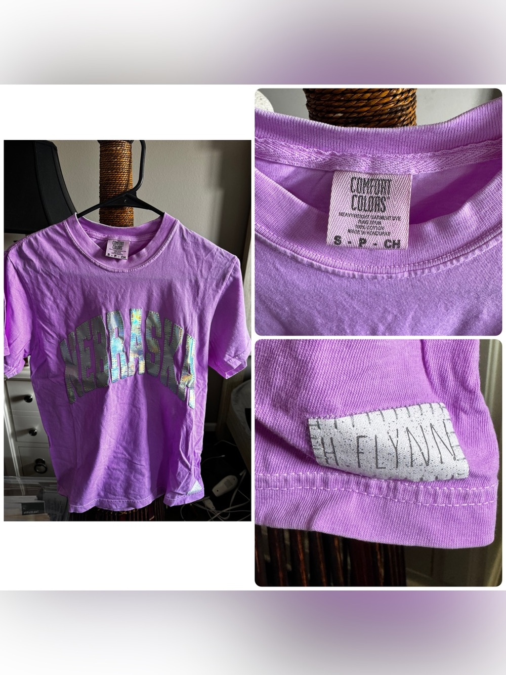Comfort Colors Lavender Graphic Nebraska Tee for women
